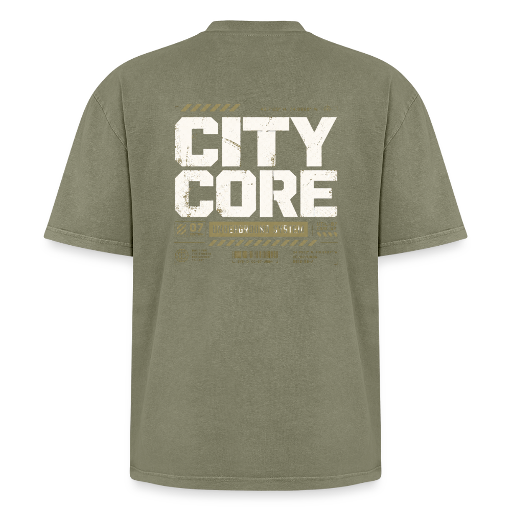 Oversized Unisex Premium Acid-Washed T-Shirt - Grün Acid Wash