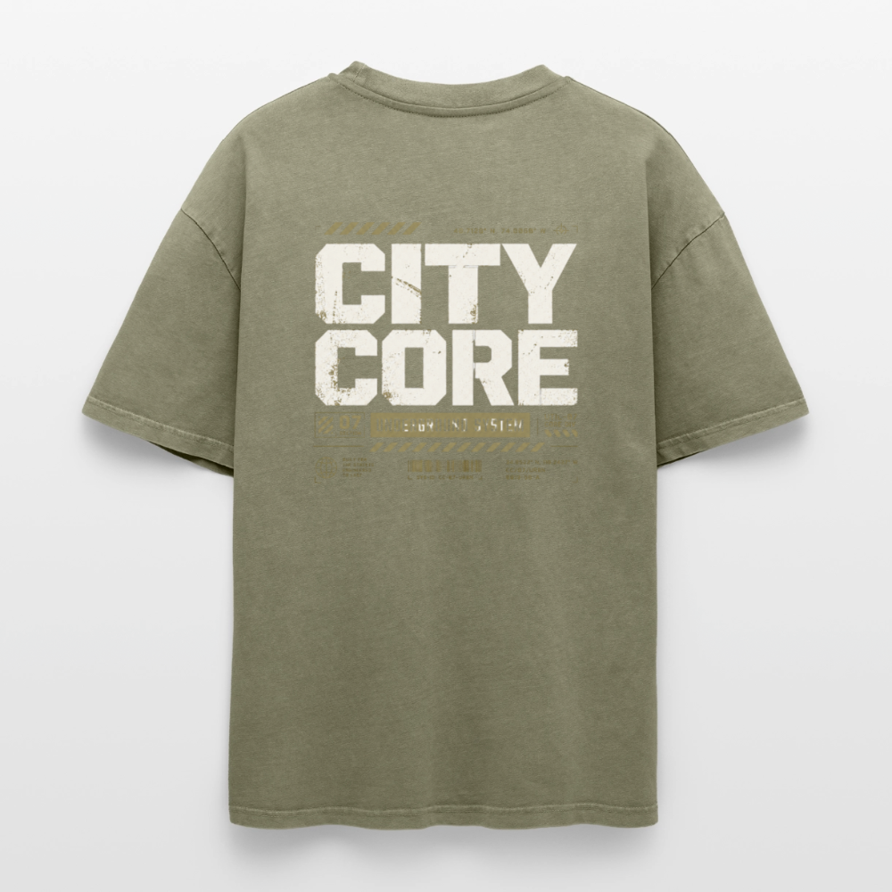 Oversized Unisex Premium Acid-Washed T-Shirt - Grün Acid Wash